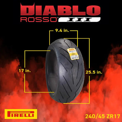 Pirelli Diablo Rosso III Motorcycle Tires  120/70ZR17 Front + 240/45ZR17 Rear with Keychain