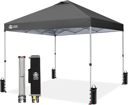 CROWN SHADES 10′ x 10′ Beach Canopy Tent: One-Push Deployment, Silver-Coated UV-Reflective Top, Three-Height Adjustment, and Sandbag Stability System