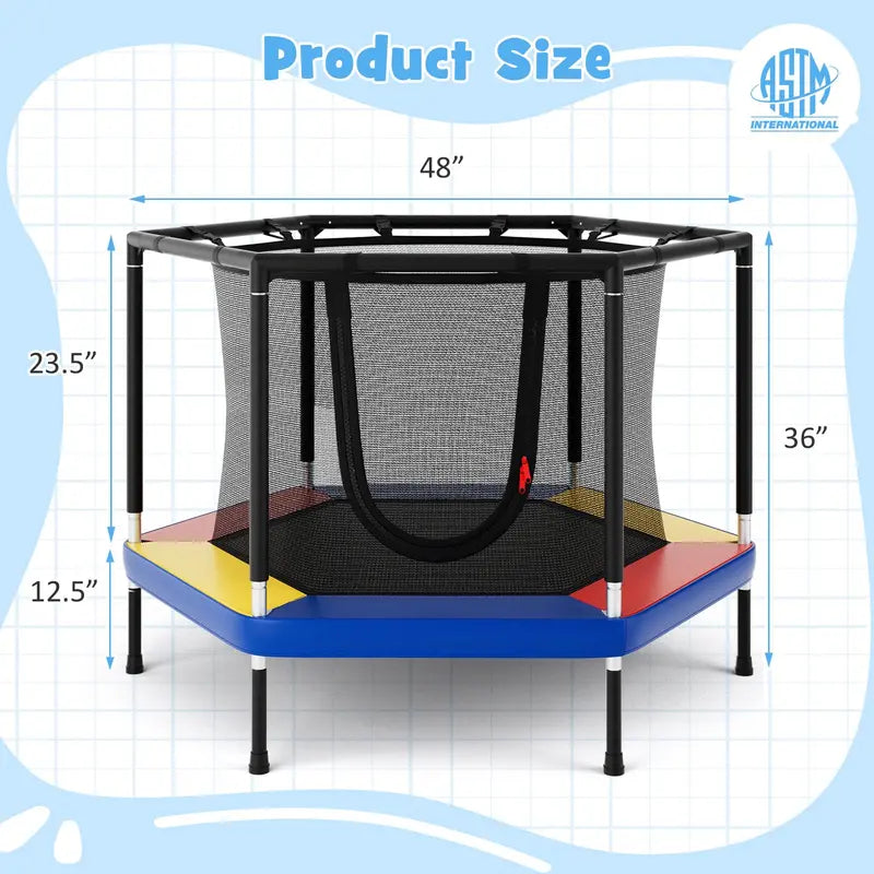 48-Inch Kids’ Recreational Trampoline with Enclosed Safety Net System