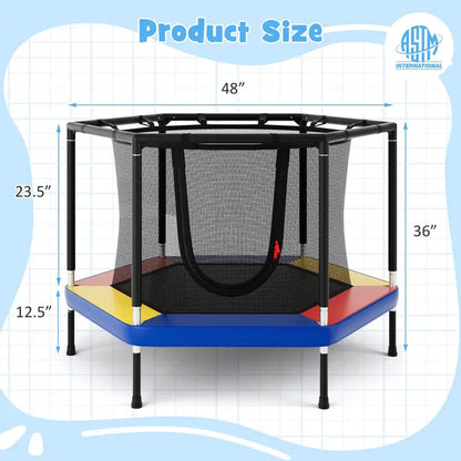 48-Inch Kids’ Recreational Trampoline with Enclosed Safety Net System