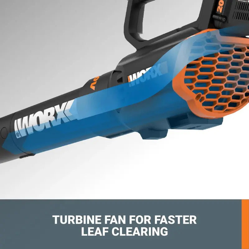 Worx 20V Turbine Leaf Blower  Two-Speed Cordless Yard Cleanup Tool