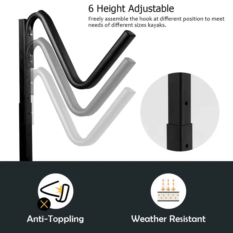 Freestanding Heavy-Duty Dual Kayak Storage Rack  175-Lb Max Load