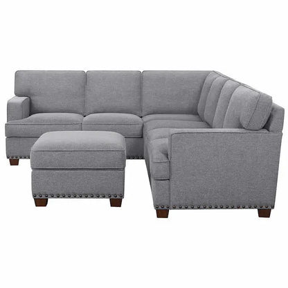 Thomasville Emilee Fabric Sectional Sofa with Integrated Storage Ottoman