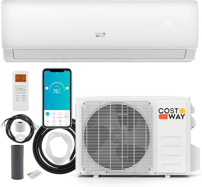 COSTWAY 11,500 BTU Mini-Split Air Conditioner  115V, 17 SEER2 Inverter System with Wi-Fi Control