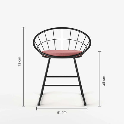 Chaise métal noir et velours rose vintage