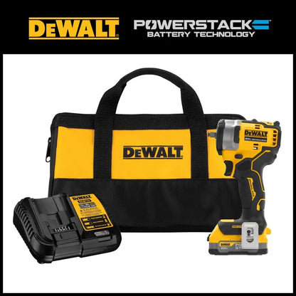 DEWALT 20V MAX 3/8 Impact Wrench with Hog Ring Anvil and POWERSTACK Compact Battery