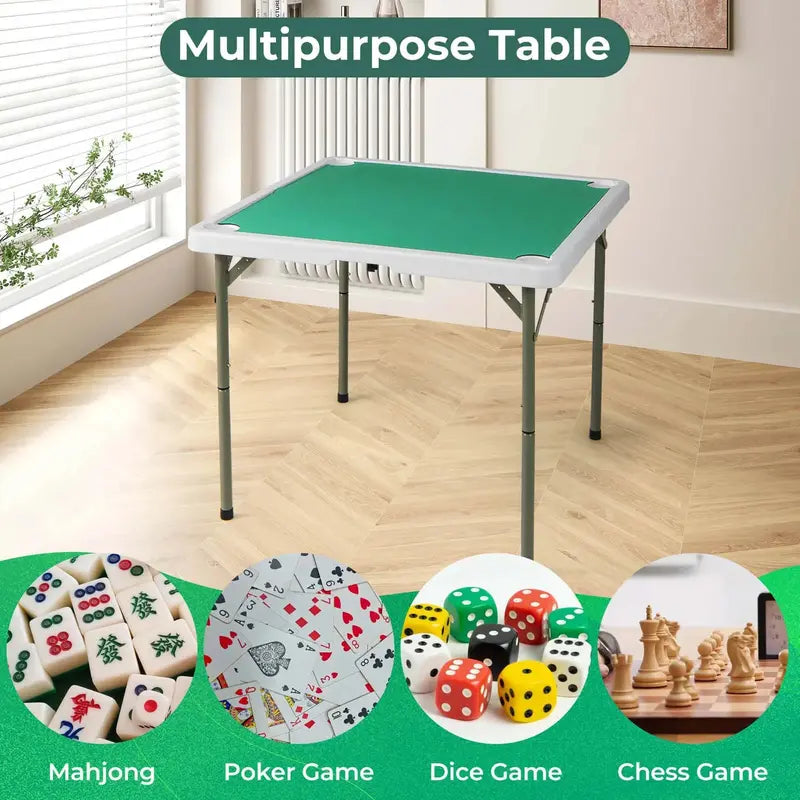 Costway 35-Inch Folding Mahjong Table  Green Felt Surface, Cup Holders & Carrying Handle