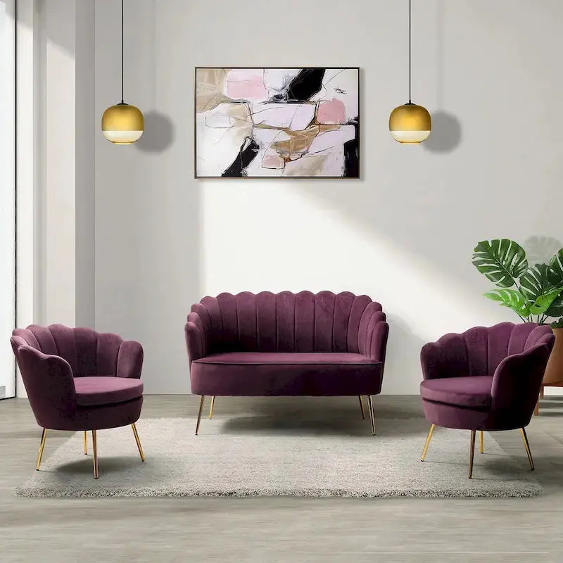 Xabier 3-Piece Living Room Set  52-Inch Modern Sofa and Matching Chairs by HULALA HOME