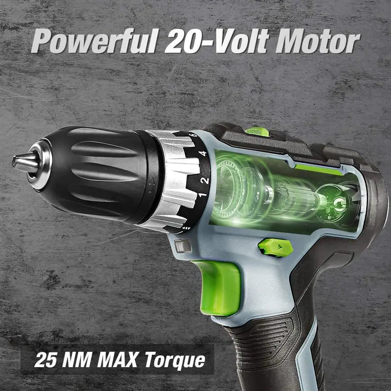 WORKPRO 20V Variable-Speed Drill Driver: 3/8″ Chuck, 18+2 Torque Settings, 2.0Ah Battery & Quick Charger