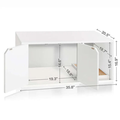 Way Basics Eco Cat Litter Box Enclosure Modern Cat Furniture, White