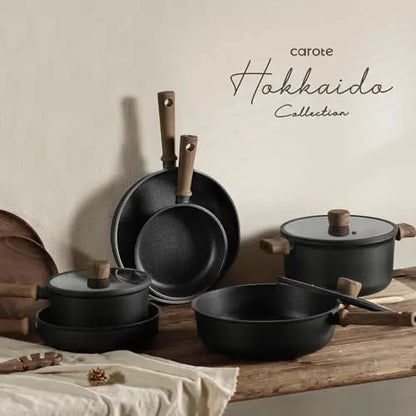 CAROTE 16pc Non-Stick Pots & Pans Set with Stay-Cool Handle  Black Induction Cookware