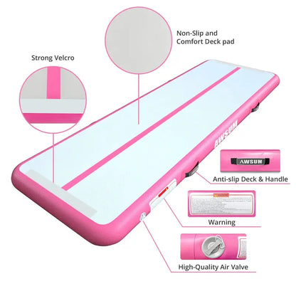 AWSUM Gymnastics Air Mat 10ft x 3.3ft x 4in  Durable, Waterproof, Portable with Pump