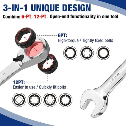 WORKPRO 7-Piece Reversible 3-in-1 Ratchet Wrench Kit