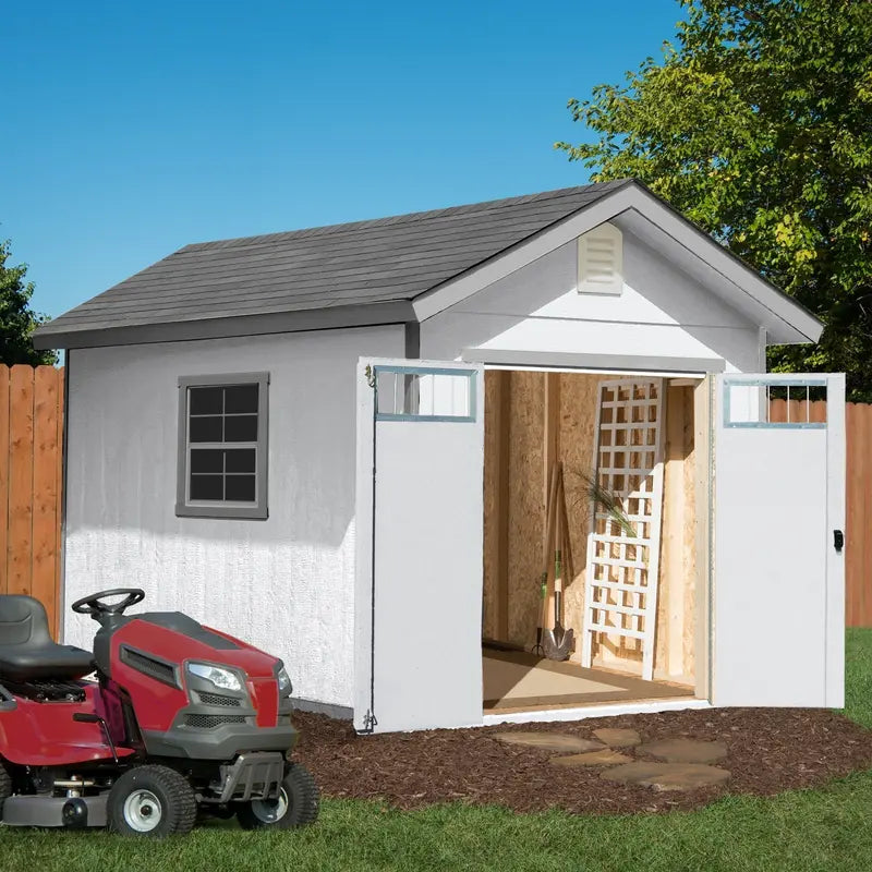 Handy Home Beachwood Wood Storage Shed  10 ft x 12 ft, Includes Floor and Assembly Hardware
