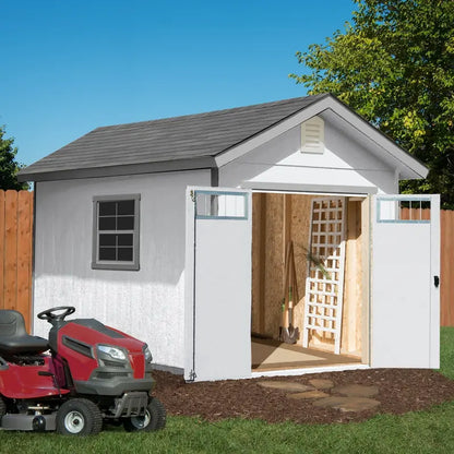 Handy Home Beachwood Wood Storage Shed  10 ft x 12 ft, Includes Floor and Assembly Hardware