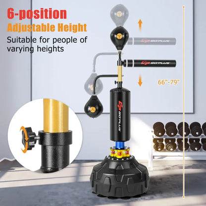 Freestanding Boxing Speed Trainer  360° Rotating Bar with Dual Reflex Balls