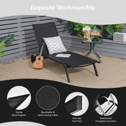 Premium Poolside Lounge Chair  Adjustable 6-Position Chaise with Smooth-Cast Wheels & Quick-Dry Fabric