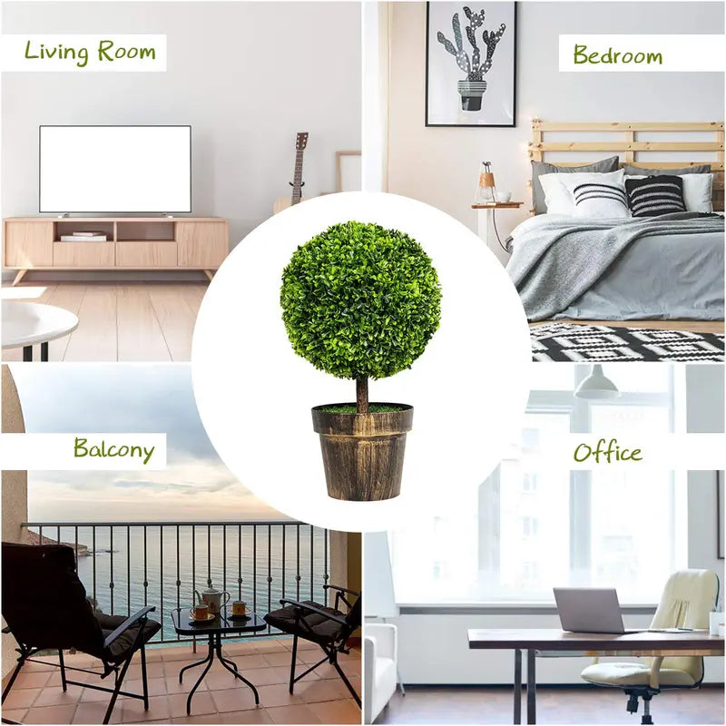 22-Inch Boxwood Ball Topiary  Compact Tabletop Artificial Tree for Modern Interiors
