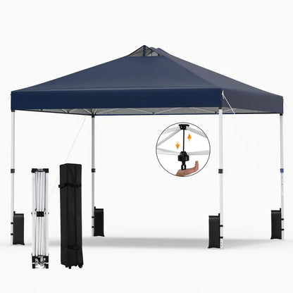 10×10-Foot Pop-Up Canopy Tent with One-Touch Setup, Sandbags & Convenient Roller Bag