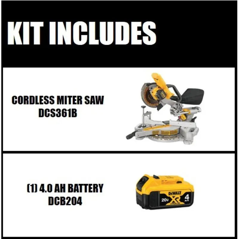 20V MAX 7-1/4 in. Sliding Miter Saw w/ 20V MAX XR 4.0Ah Battery  DCS361BW204