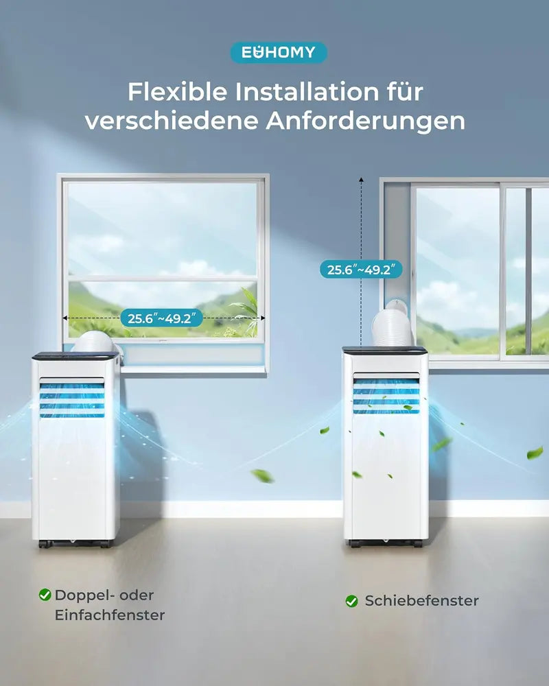 7000 BTU 4-in-1 Portable Air Conditioner  Mobile Unit with Exhaust Hose, Digital Control, Remote, Timer, and Window Kit for Up to 20 m²