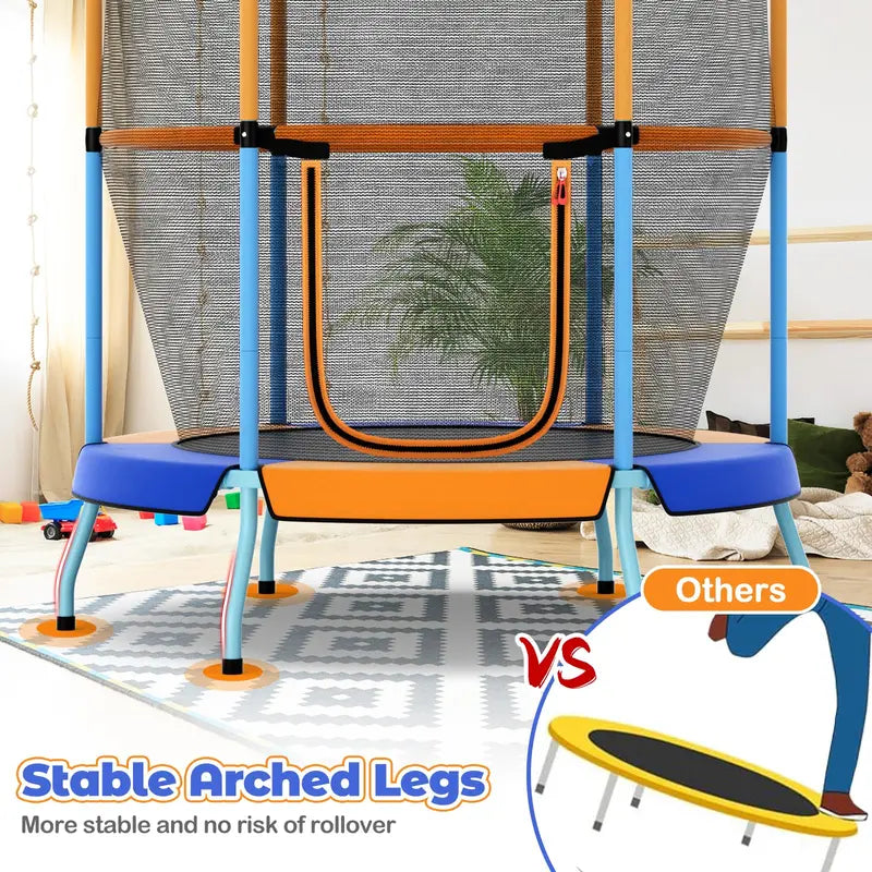 Kids’ Round Trampoline with Safety Enclosure