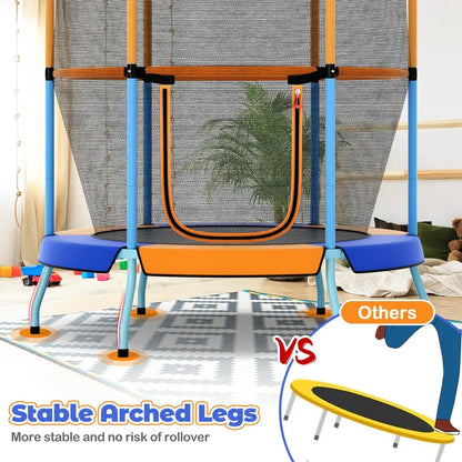 Kids’ Round Trampoline with Safety Enclosure