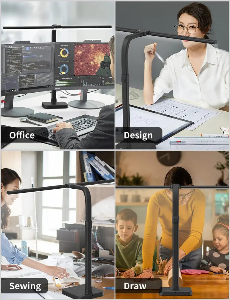 Dual-Head Architect LED Desk Lamp  24W, Flexible Gooseneck, 5 Brightness Settings