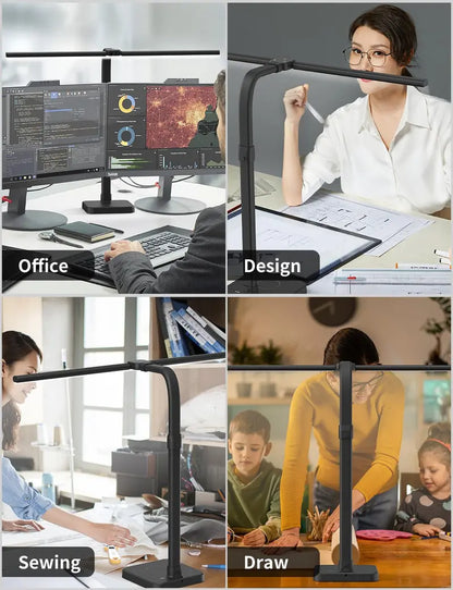 Dual-Head Architect LED Desk Lamp  24W, Flexible Gooseneck, 5 Brightness Settings