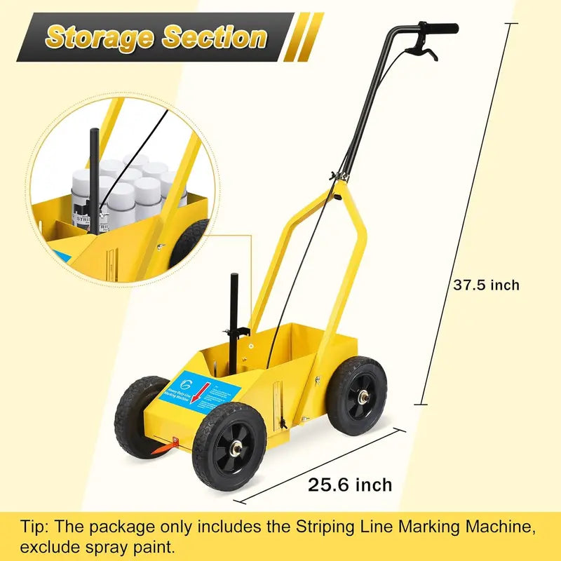 Heavy Duty Yellow Striping Line Marking Machine for Parking Lots & Sports Fields  Adjustable Width, Stable Rubber Wheels