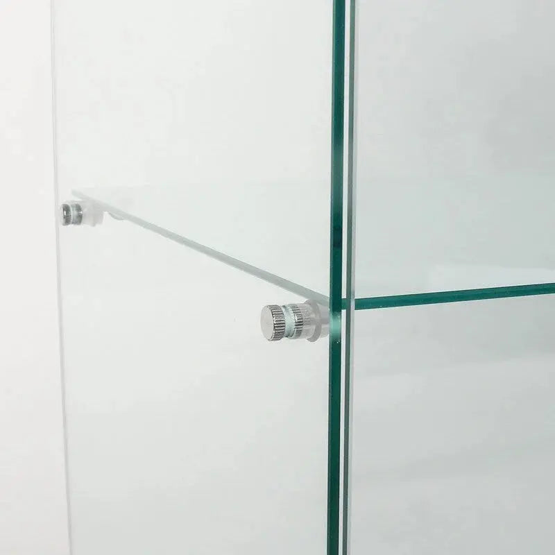 Double-Door Glass Display Cabinet  Five-Tier Shelving Unit with Tempered Glass Doors
