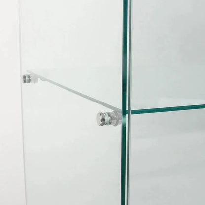 Double-Door Glass Display Cabinet  Five-Tier Shelving Unit with Tempered Glass Doors