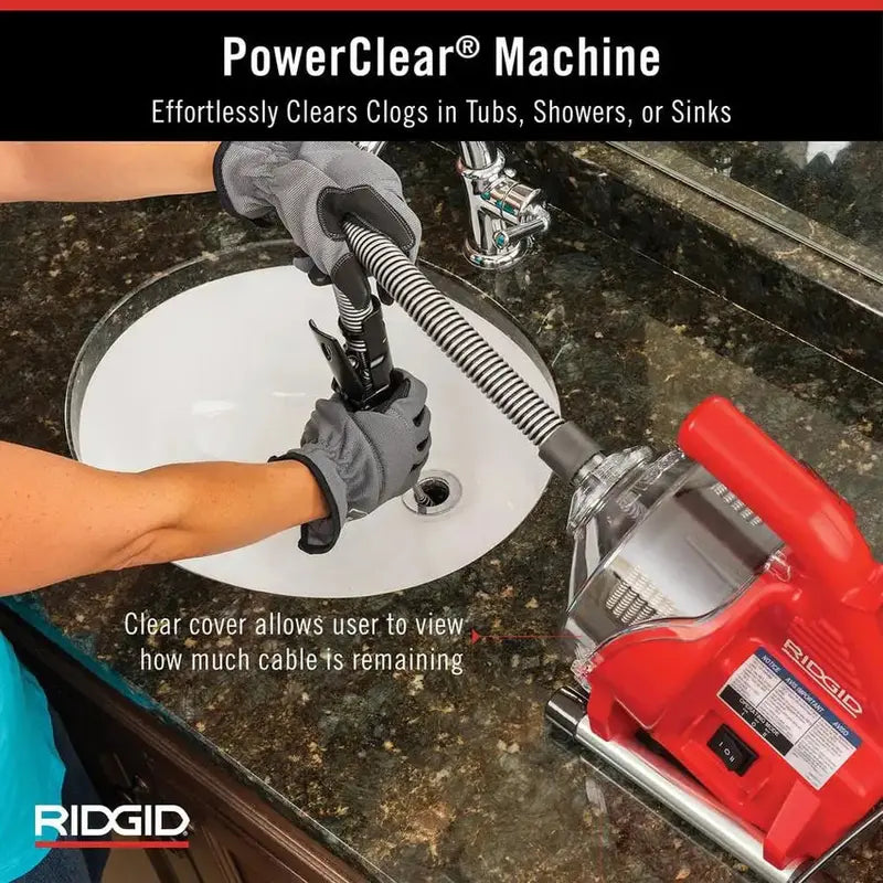 RIDGID PowerClear Drain Snake  120V Heavy-Duty Auger for Sinks, Showers &amp; Tubs (Model 55808)