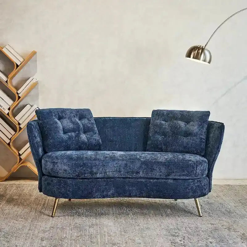Luxury Velvet Loveseat Featuring Gold-Tone Metal Legs  Contemporary Sofa