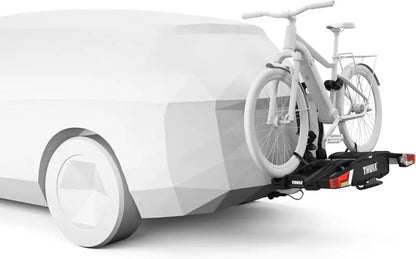 Thule EasyFold XT 2-Bike Towbar Rack  Silver Folding Hitch Mount for Easy Transport