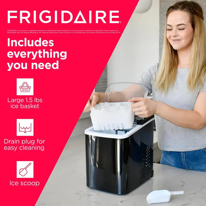 Frigidaire Stainless Steel Portable Ice Maker, 26 Lbs Daily, Countertop Design, Fast Ice Production