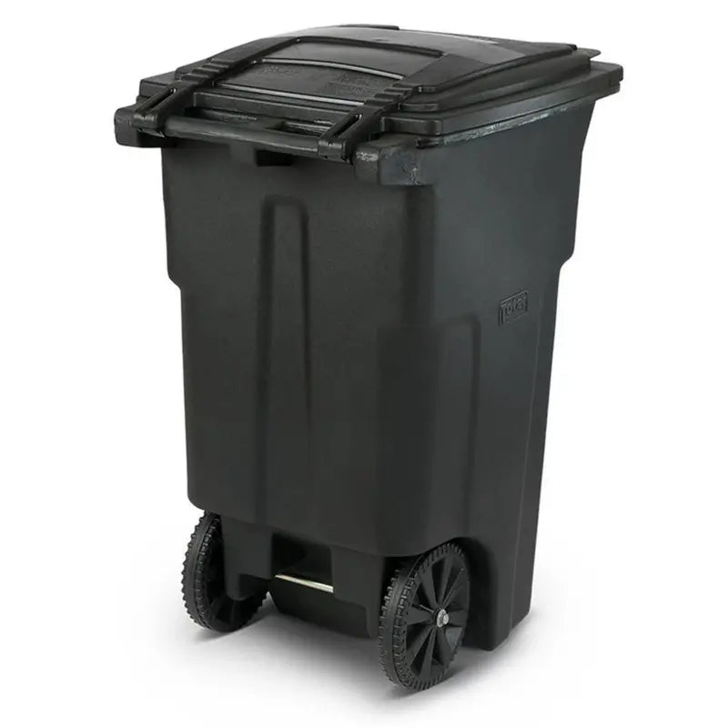 Toter 64 Gallon Black Outdoor Trash Can with Wheels & Lid, Durable & Recyclable