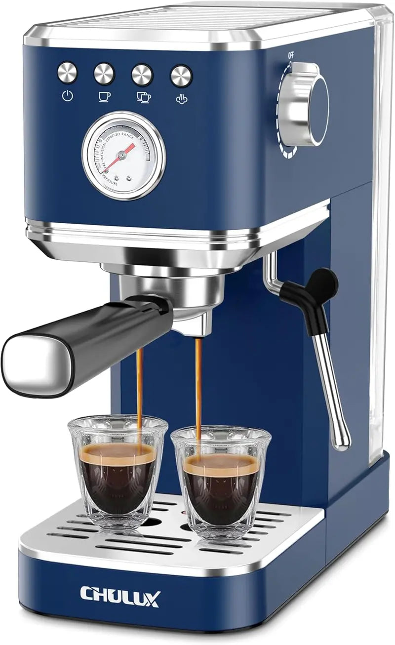CHULUX Slim 20-Bar Espresso Machine with Automatic Milk Frother  Compact Italian-Style Coffee Maker