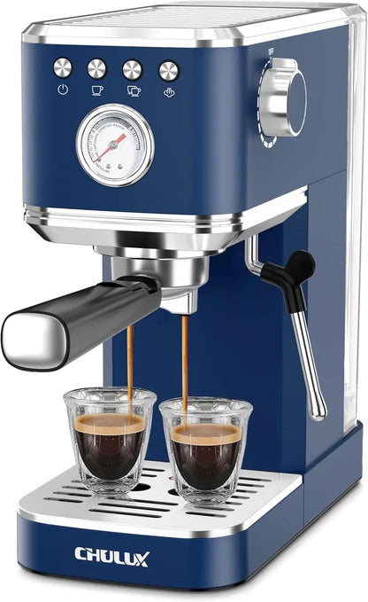 CHULUX Slim 20-Bar Espresso Machine with Automatic Milk Frother  Compact Italian-Style Coffee Maker