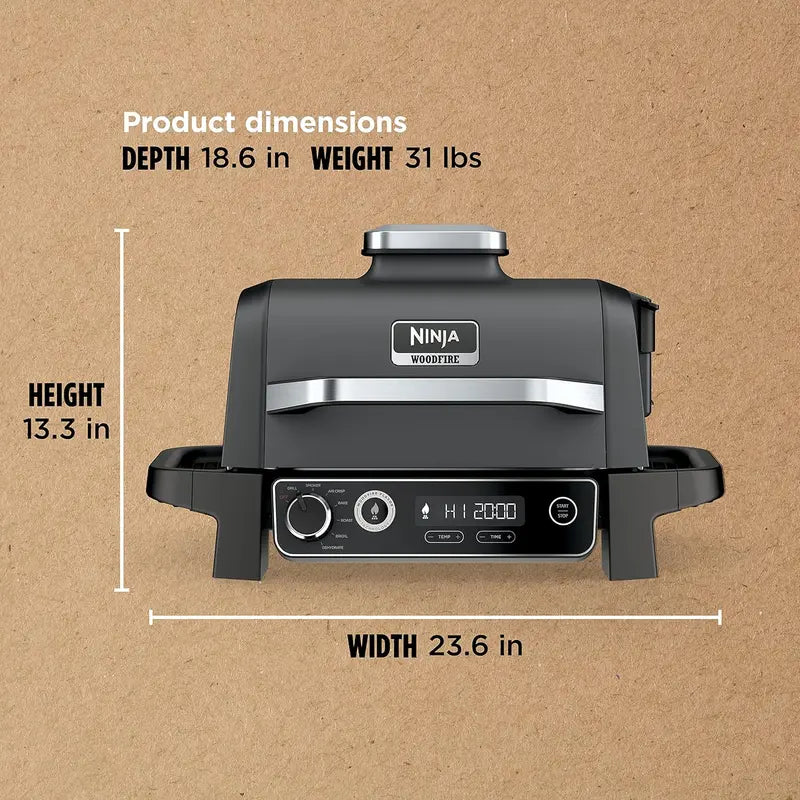 OG751 Woodfire Pro Outdoor Grill  7-in-1 All-in-One BBQ Smoker with Built-In Thermometer