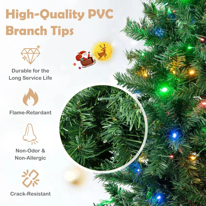 6-Foot Full-Bodied Pre-Lit Christmas Tree with 260 Multi-Color LEDs