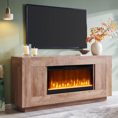OKD 70-Inch Fireplace TV Stand — Integrated 36-Inch Electric Fireplace Entertainment Center