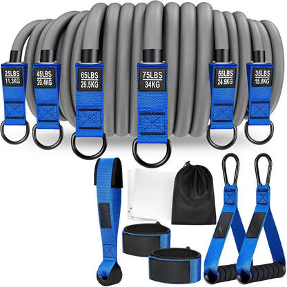 Complete Resistance Band Kit with Door Anchor, Handles, and Ankle Straps