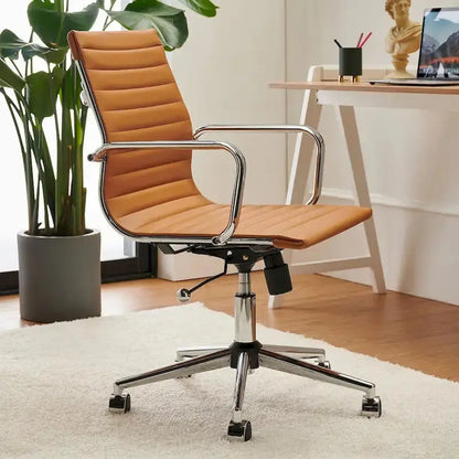 LUXMOD Ribbed Ergonomic Office Chair  Breathable Mesh Back & Adjustable Seat
