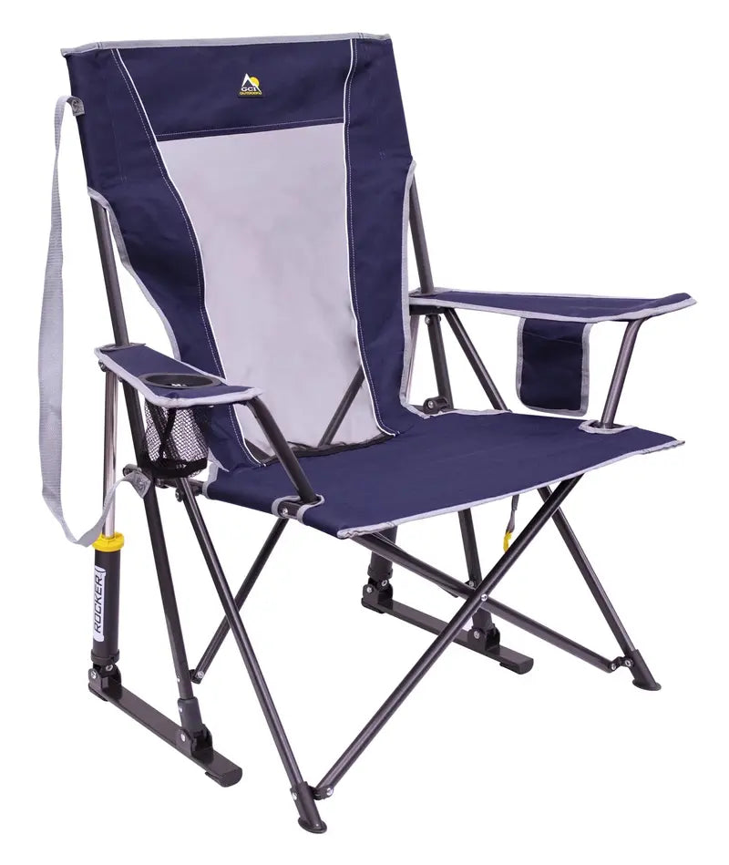 GCI Outdoor Comfort Pro Rocker Camp Chair  Indigo, Foldable, Includes Beverage Holder & Phone Pocket