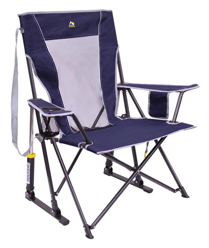 GCI Outdoor Comfort Pro Rocker Camp Chair  Indigo, Foldable, Includes Beverage Holder & Phone Pocket