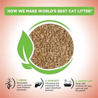 Multiple Cat Unscented Litter, 32 lbs, Natural, Quick Clumping, Flushable, 99% Dust-Free, USA Made, Long-Lasting Odor Control, Easy Scooping