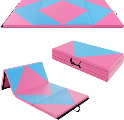 8-Foot Folding Tumbling Mat  4-Inch Thickness, Hook-and-Loop & Carry Handles