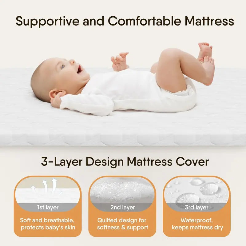 BabyBond Bedside Bassinet Crib  Includes Mattress & Breathable Sheet