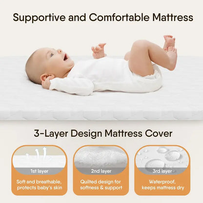 BabyBond Bedside Bassinet Crib  Includes Mattress & Breathable Sheet